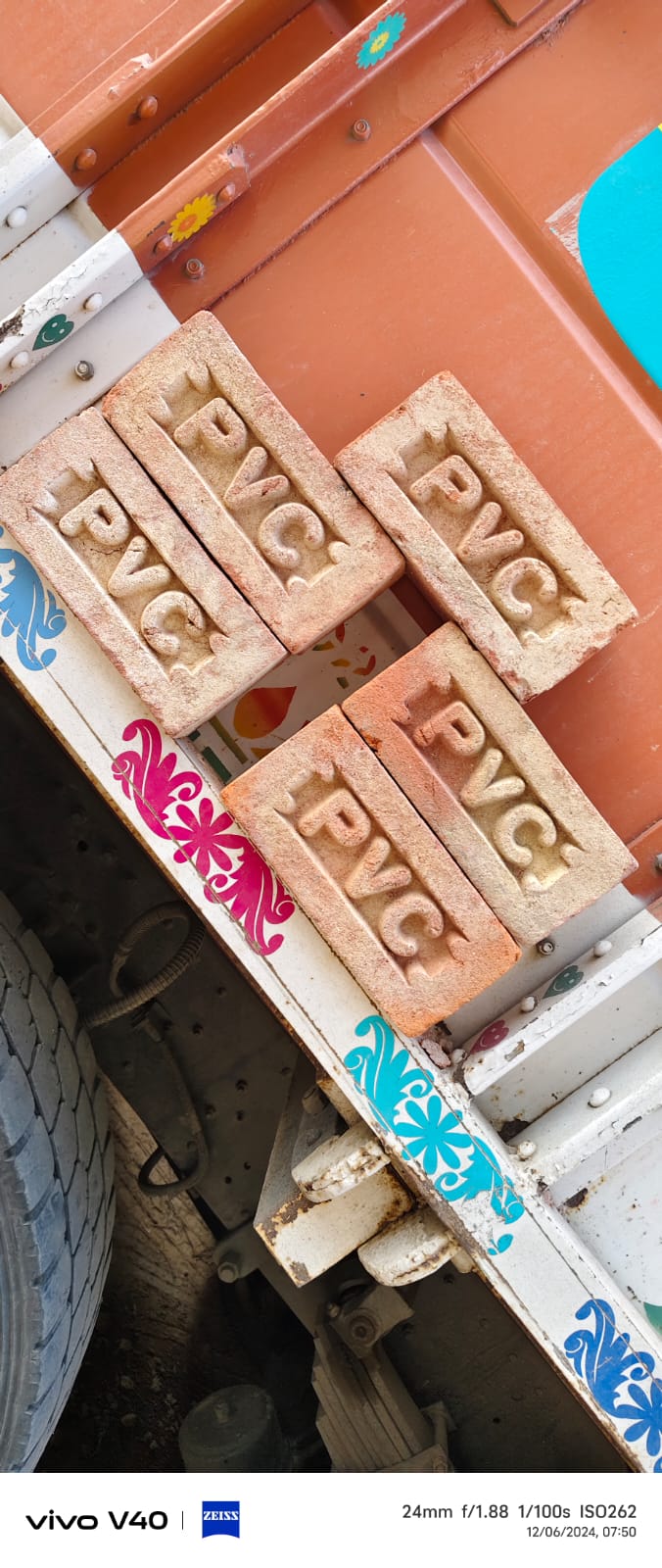 PVC bricks loaded for delivery to Hyderabad